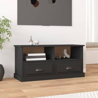 vidaXL Szafka pod TV, czarna, 93x35,5x45 cm, materiał drewnopochodny