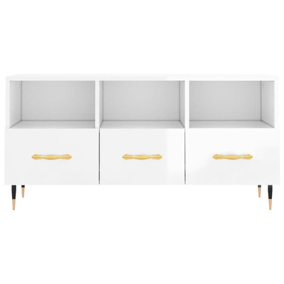 vidaXL Szafka pod TV, biała, wysoki połysk, 102x36x50 cm