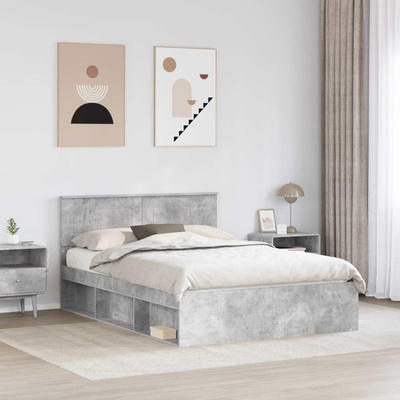 Ramka łóżka Szary beton 150 x 200 cm Drewno inżynieryjne
