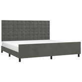 vidaXL Rama łóżka z zagłówkiem, ciemnoszara, 200x200 cm, aksamitna model standard