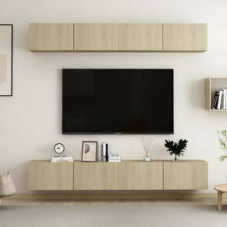 vidaXL Szafki telewizyjne, 4 szt., dąb sonoma, 100x30x30 cm, płyta
