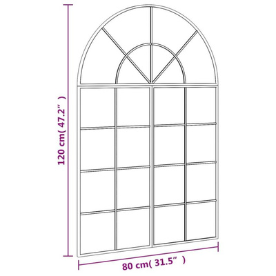 vidaXL Lustro ścienne, czarne, 80x120 cm, zakończone łukiem, żelazo