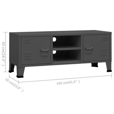 vidaXL Industrialna szafka pod TV, antracytowa, 105x35x42 cm, metalowa
