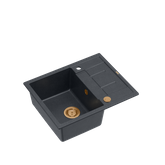 MORGAN 116 GraniteQ zlewozmywak black diamond z syfonem Push To Open kol. miedziany 1-komorowy z/o + zaczepy 4 szt