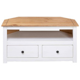 vidaXL Narożna szafka pod TV, biała, 93x49x49 cm, sosna, seria Panama