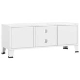 vidaXL Industrialna szafka pod TV, biała, 105x35x42 cm, metalowa