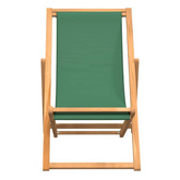 vidaXL Składany leżak plażowy, lite drewno tekowe, zielony