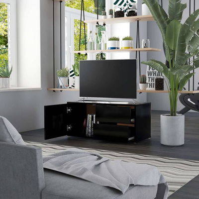 vidaXL Szafka pod TV, czarna, 80x34x36 cm materiał drewnopochodny