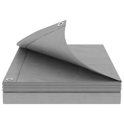 Plandeka z oczkami jasnoszary 8 x 12 m 90 gsm PE