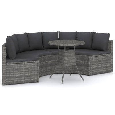5-częściowa sofa do ogrodu, z poduszkami, polirattan, szara
