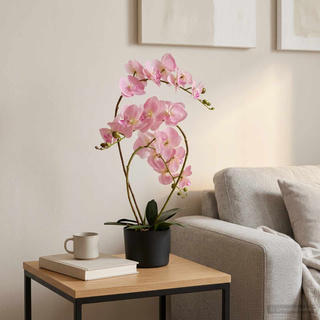 Sztuczny kwiat orchidei w doniczce różowy 45 x 15 x 65 cm