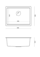 LOGAN 100 GraniteQ zlewozmywak pure carbon 59,5x45,1x21,5 cm 1-komorowy podwieszany z syfonem manualnym miedziany