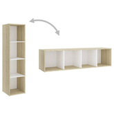 vidaXL Szafka pod TV, biel i dąb sonoma, 142,5x35x36,5 cm