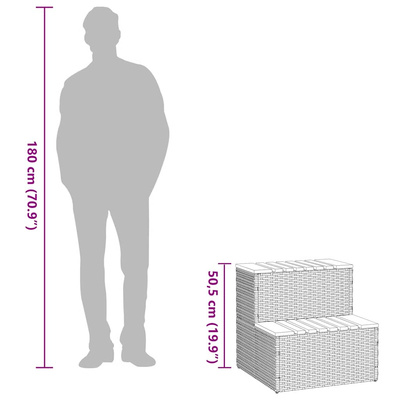 Stopień do wanny z hydromasażem Szary Polirattan i lita akacja