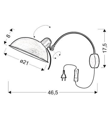 Lampa ścienna kinkiet 1X40W E14 czarny NORA 21-53602