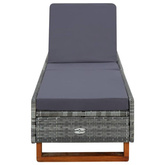 vidaXL Leżak z poduszką, polirattanowy, szary