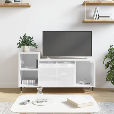 vidaXL Szafka pod TV, wysoki połysk, biała, 100x35x55 cm