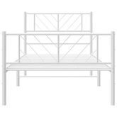 Metalowa rama łóżka z wezgłowiem i zanóżkiem, biała, 90x200 cm