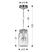 Lampa wisząca Jars pojedyncza z fioletowym kloszem do jadalni E14