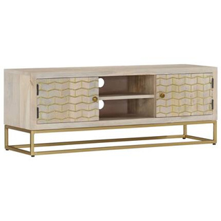vidaXL Szafka pod TV, 110x30x40 cm, bielone drewno mango