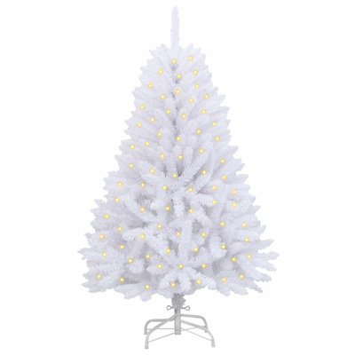 Sztuczna choinka z 150 diodami LED Biały 150 cm PVC i Metal