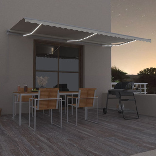 Ręcznie zwijana markiza z LED, 600x350 cm, kremowa
