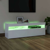 Szafka pod TV z oświetleniem LED, biała, 120x35x40 cm