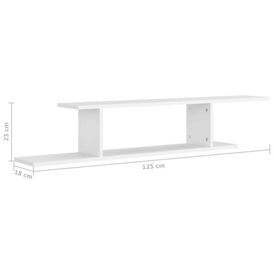 vidaXL Wisząca szafka pod TV, biała, 125x18x23 cm