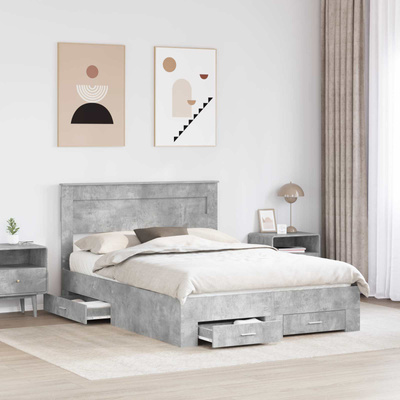 Ramka łóżka Betonowy szary 140 x 200 cm Drewno inżynieryjne