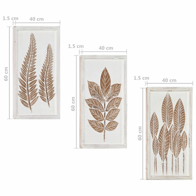 Dekoracja artystyczna 3 pcs Brązowy i biały 40 x 40 x 1,5 cm
