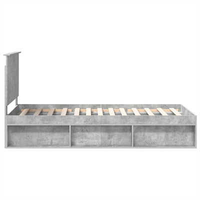Ramka łóżka Szary beton 90 x 190 cm Lite drewno sosnowe