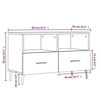vidaXL Szafka pod TV, czarna, 80x36x50 cm, materiał drewnopochodny