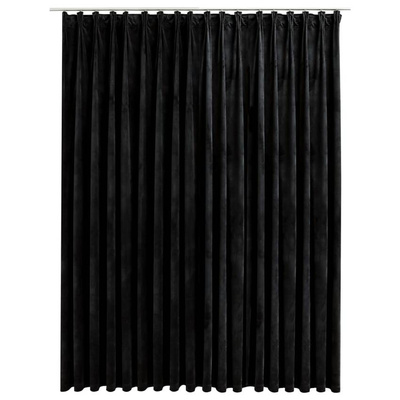 vidaXL Zasłona zaciemniająca z haczykami, aksamit, czarna, 290x245 cm