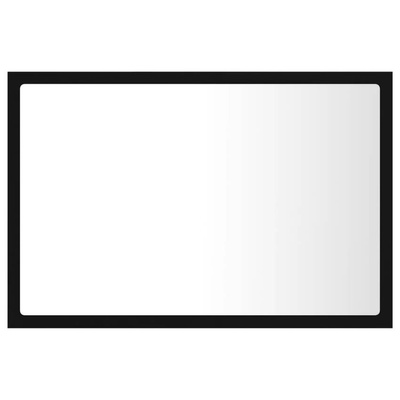 vidaXL Lustro łazienkowe z LED, czarne, 60x8,5x37 cm, akryl