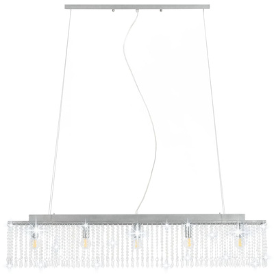 vidaXL Lampa sufitowa z kryształowymi koralikami, srebrna, 104 cm, E14