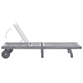 vidaXL Ogrodowy leżak z poduszką, szary, lite drewno akacjowe