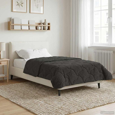 Letni Kołdra Antracyt 140 x 220 cm Mikrofibra i Fleece Teddy