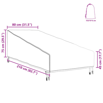 Pokrowiec na meble ogrodowe 210 x 80 x 75 cm Prostokątny Czarny