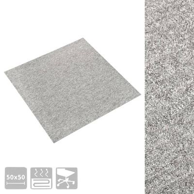 vidaXL Podłogowe płytki dywanowe, 20 szt., 5 m², 50x50 cm, jasnoszare