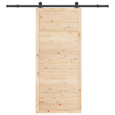 Drzwi przesuwne 90 x 208 cm Lite drewno sosnowe naturalny
