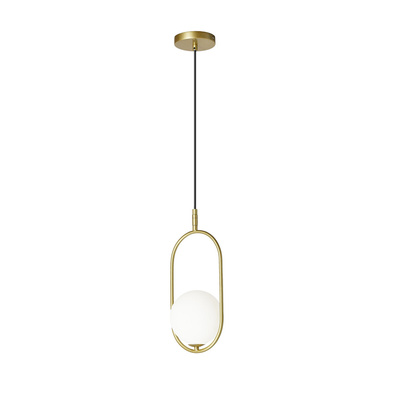 Lampa wisząca CORDEL elegancka - złoty mosiądz z białym kloszem kulką - nowoczesne oświetlenie sufitowe salonu i łazienki 1x G9 LED