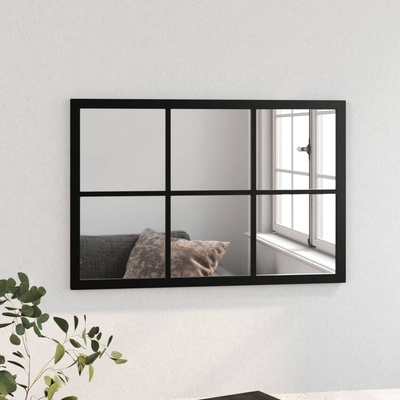 vidaXL Lustro ścienne, czarne, 60x40 cm, metalowe