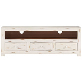 vidaXL Szafka pod TV z litego drewna akacjowego, 110x30x40 cm, biała
