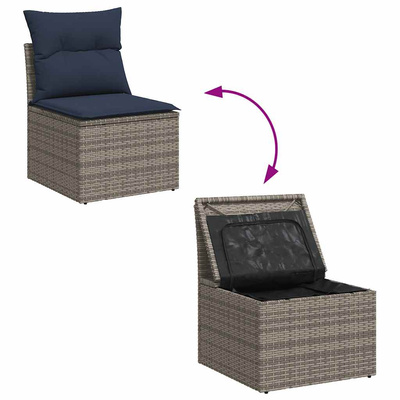 6-cz. zestaw mebli ogrodowych z poduszkami, szary, polirattan