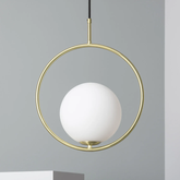 Lampa Wisząca Złota Kula Mleczna Abruzzo Rossi E27