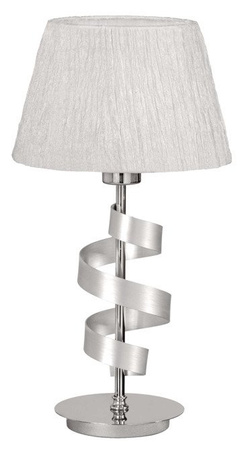 Lampka nocna Denis srebrna z abażurem metalowo-tekstylna stołowa