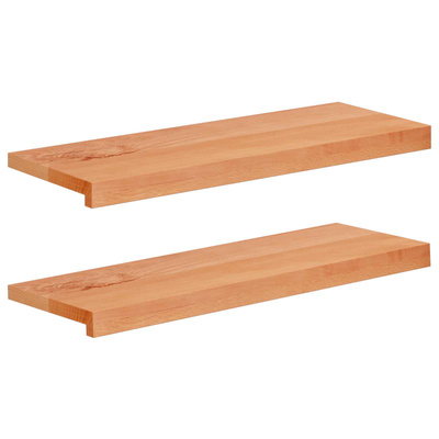 Nakładki na schody 2 szt. 80 x 25 x 2 cm Lakier Drewno bukowe