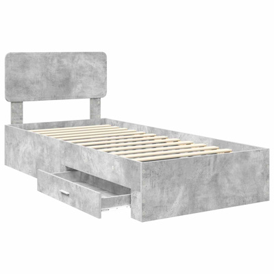 Ramka łóżka Betonowy szary 70 x 190 cm Drewno inżynieryjne