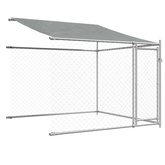 Klatka dla psa, z dachem i drzwiami, szara, 6x2x2 m, stal