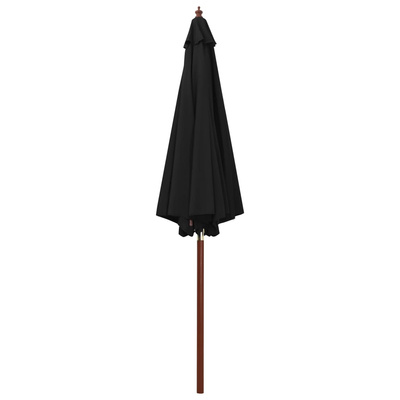 Parasol ogrodowy na drewnianym słupku, 300x258 cm, czarny